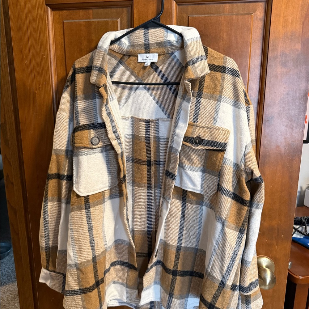 Plaid Button-Up Shirt Jacket